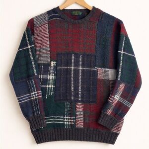 Woolmark Patchwork Vintage Sweater  XL